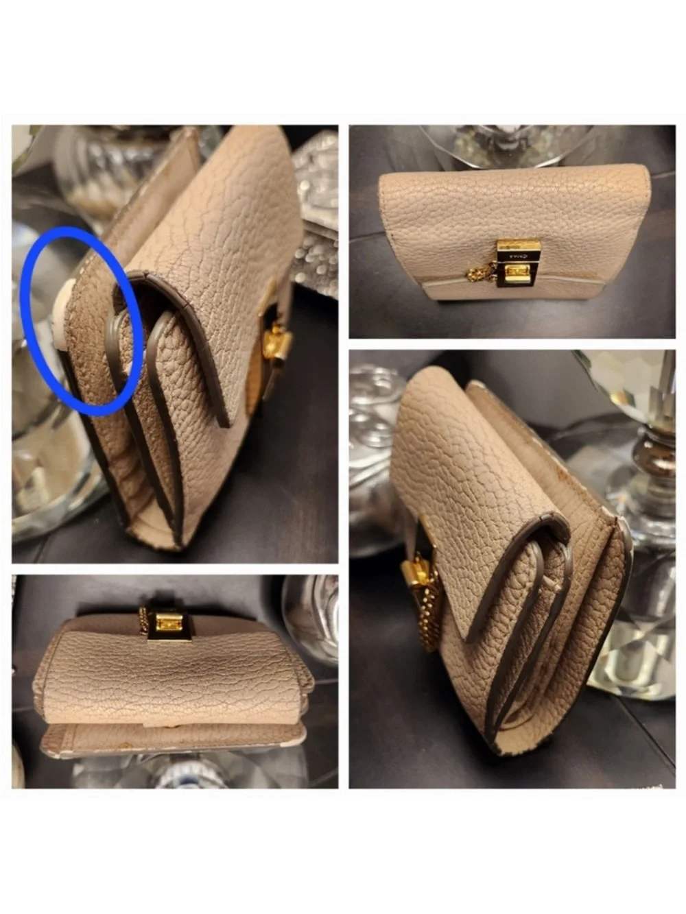 CHLOE Drew Pebbled Grain Turlock Wallet with COA